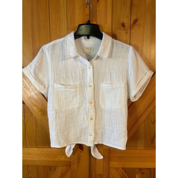 Thread & Supply Women’s Cotton Cropped Button Up Shirt NWT Size Large (5407) - Picture 1 of 7